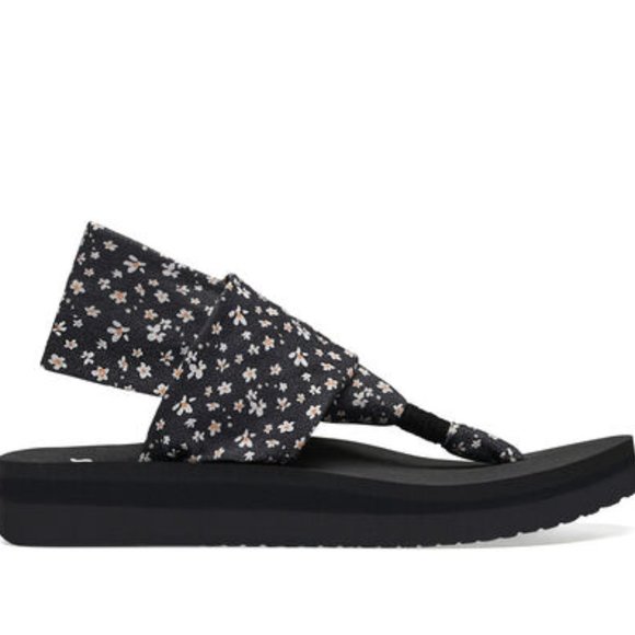 Sanuk Shoes - Sanuk Women's Sling ST Midform Microfloral Shoe in Black